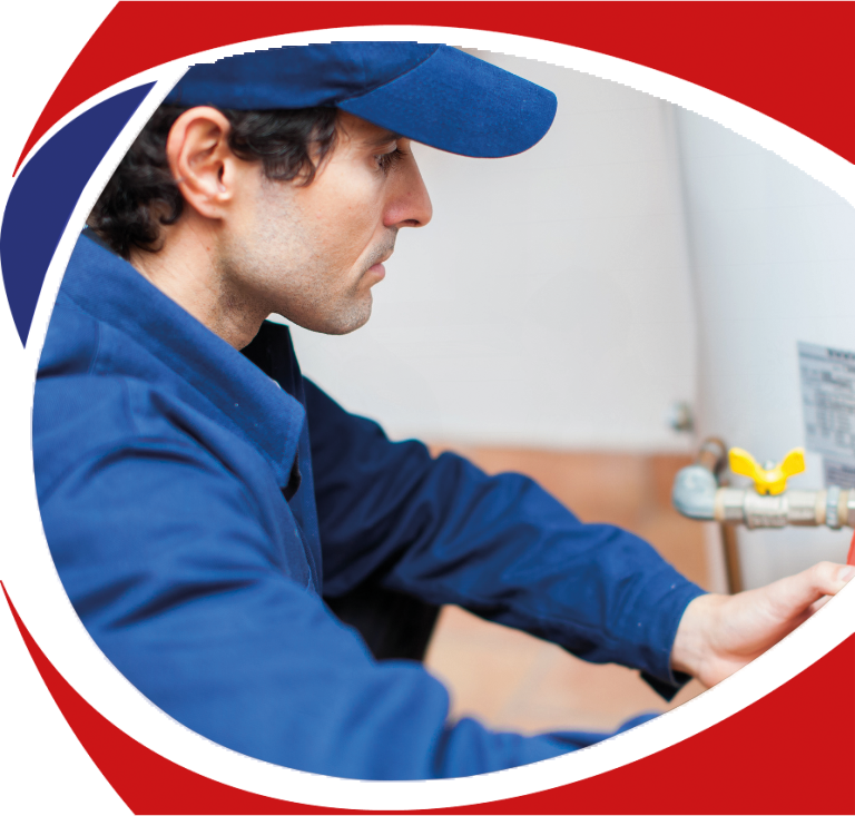 Technician performing heating maintenance service, focusing on equipment inspection and repair in a residential setting, emphasizing Comfort Plus Heating & Cooling's expertise in Troy, MI.